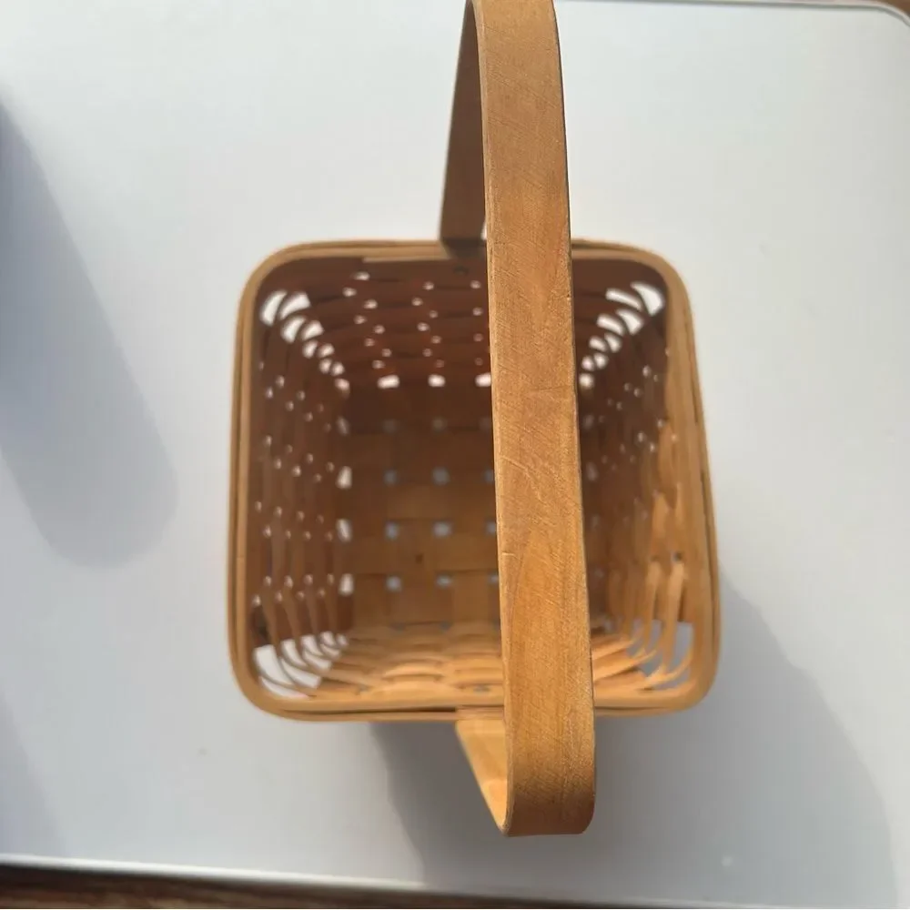 Woven Wooden Basket with Handle